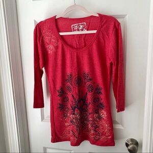 ERGE long sleeve red top Sz L